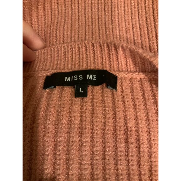 Miss Me Pink Knit Sweater  W/ Gold Sequins & Flounce Sleeves, Size L - Picture 10 of 10